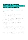 Pesticide Laws and Regulations PREPARATION TEST 2026 QUESTIONS AND CORRECT ANSWERS GRADED A&plus;