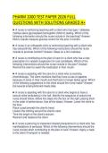 PHARM 1000 TEST PAPER 2026 FULL QUESTIONS WITH SOLUTIONS GRADED A&plus;