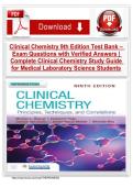 Clinical Chemistry 9th Edition Test Bank &ndash; Exam Questions with Verified Answers &vert; Complete Clinical Chemistry Study Guide for Medical Laboratory Science Students