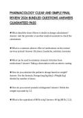 PHARMACOLOGY CLEAR AND SIMPLE FINAL REVIEW 2026 BUNDLED QUESTIONS ANSWERS GUARANTEED PASS