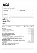 AQA A-level BIOLOGY Paper 2 JUNE 2025 QUESTION PAPER AND MARK SCHEME