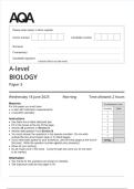 AQA A-level BIOLOGY Paper 3 JUNE 2025 QUESTION PAPER AND MARK SCHEME