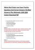 Maine Real Estate Law Exam Practice  Questions And Correct Answers &lpar;Verified  Answers&rpar; Plus Rationales 2026 Q&A  Instant Download Pdf 