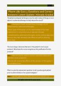 Pharm 180 Quiz 3 Questions and Correct  Answers&sol; Latest Update &sol; Already Graded