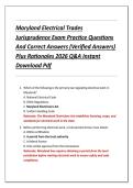 Maryland Electrical Trades  Jurisprudence Exam Practice Questions  And Correct Answers &lpar;Verified Answers&rpar;  Plus Rationales 2026 Q&A Instant  Download Pdf 