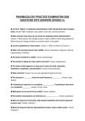 PHARMACOLOGY PRACTICE EXAMINATION 2026 QUESTIONS WITH ANSWERS GRADED A&plus;