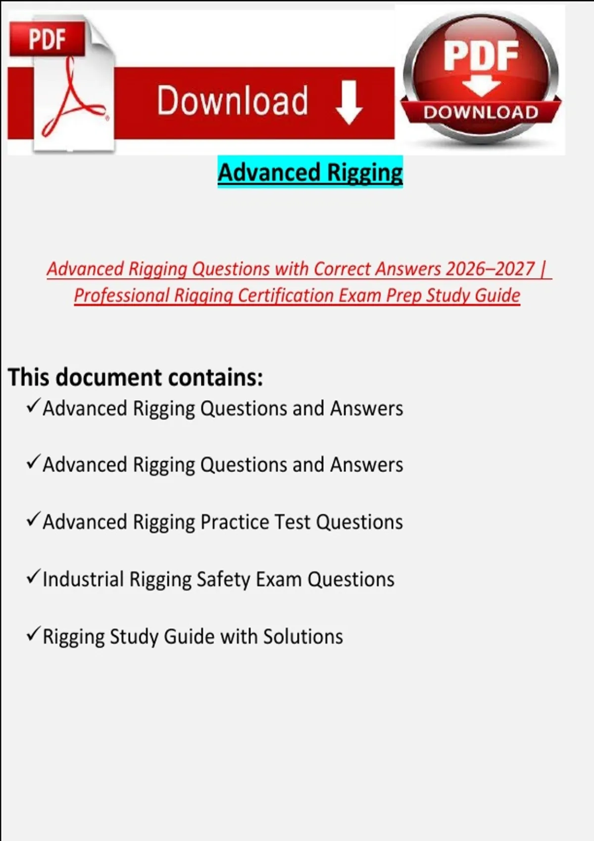 Advanced Rigging Mega Bundle – All Exam Questions, Test Banks & Answers ...