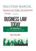 Solution Manual for Business Law Today&colon; The Essentials&comma; 13th Edition by Roger LeRoy Miller&vert; 9780357635223&vert; All Chapters&vert; LATEST
