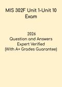 MIS 302F Units 1&ndash;10 Study Guide &vert; Management Information Systems 2026