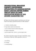ORGANIZATIONAL BEHAVIOUR CONCEPTS CONTROVERSIES APPLICATIONS 9TH CANADIAN EDITION NANCY LANGTON STEPHEN ROBBINS TIMOTHY JUDGE TEST BANK CERTIFICATION REVIEW SET 2026 ANSWERS GUARANTEED PASS