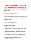 NFHS Baseball Rules Latest 2026  Exam Questions And Correct Answers