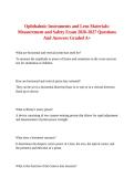 Ophthalmic Instruments and Lens Materials&colon; Measurement and Safety Exam 2026-2027 Questions And Answers Graded A&plus;