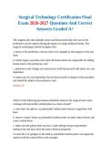 Surgical Technology Certification Final Exam 2026-2027 Questions And Correct Answers Graded A&plus;