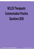 NCLEX Therapeutic Communication Practice Questions 2026 Complete Study Guide with Answers and Rationales 2025&sol; 2026 PDF