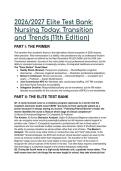 Test Bank & Cheat Sheet for Nursing Today&colon; Transition and Trends 11th Edition &lpar;2026&sol;2027 NGN NLCEX&rpar;