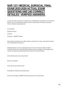 NUR 1211 MEDICAL SURGICAL FINAL EXAM 2025-2026 ACTUAL EXAM QUESTIONS AND 240 CORRECT DETAILED VERIFIED ANSWERS&period;