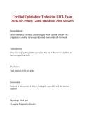 Certified Ophthalmic Technician COT- Exam 2026-2027 Study Guide Questions And Answers 