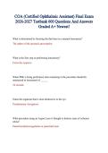COA &lpar;Certified Ophthalmic Assistant&rpar; Final Exam 2026-2027 Testbank 600 Questions And Answers Graded A&plus; Newest&excl;
