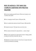 BIOD 210 MODULE 6 TEST BANK 2026 COMPLETE QUESTIONS WITH PRACTICE SOLUTION