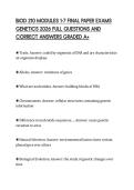 BIOD 210 MODULES 1-7 FINAL PAPER EXAMS GENETICS 2026 FULL QUESTIONS AND CORRECT ANSWERS GRADED A&plus;
