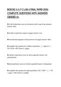 BIOD152 A & P 2 LAB 6 FINAL PAPER 2026 COMPLETE QUESTIONS WITH ANSWERS GRADED A&plus;