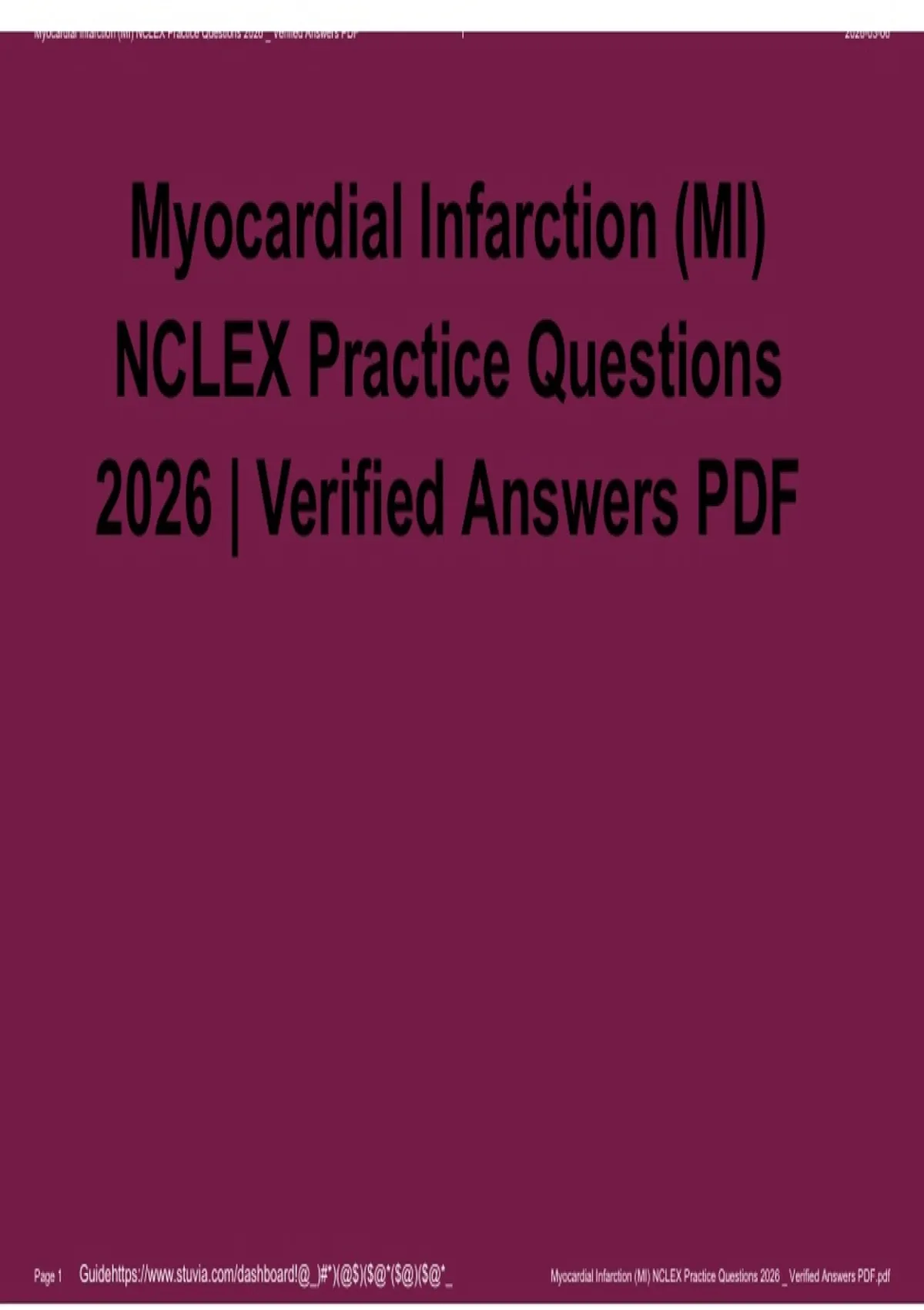 Myocardial Infarction (MI) NCLEX Practice Questions 2026 Verified ...