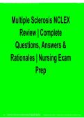 Multiple Sclerosis NCLEX Review Complete Questions&comma; Answers&comma; and Rationales Nursing Exam Prep 2025&sol; 2026 PDF
