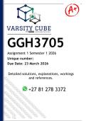 GGH3705 Assignment 1 &lpar;DETAILED ANSWERS&rpar; Semester 1 2026 - DISTINCTION GUARANTEED