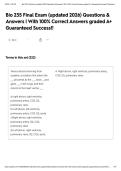 Bio 235 Final Exam &lpar;updated 2026&rpar; Questions & Answers &vert; With 100&percnt; Correct Answers graded A&plus; Guaranteed Success&excl;&excl;