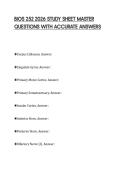 BIOS 252 2026 STUDY SHEET MASTER QUESTIONS WITH ACCURATE ANSWERS