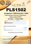 PLS1502 Assignment 1 QUIZ &lpar;100&percnt; COMPLETE ANSWERS&rpar; Semester 1 2026 - DUE 13 March 2026