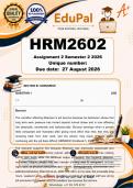 HRM2602 Assignment 2 &lpar;COMPLETE ANSWERS&rpar; Semester 2 2026  - DUE 27 August 2026