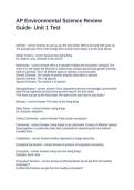 AP Environmental Science Review Guide- Unit 1 Test