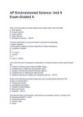 AP Environmental Science Unit 9 Exam-Graded A