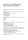 APES Unit 1 and 2 Multiple Choice Exam Questions and Answers