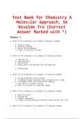 Test Bank for Chemistry&colon; A Molecular Approach 5th Edition by Nivaldo Tro &vert; Correct Answers Marked &vert; Complete Practice Resource