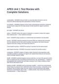 APES Unit 1 Test Review with Complete Solutions