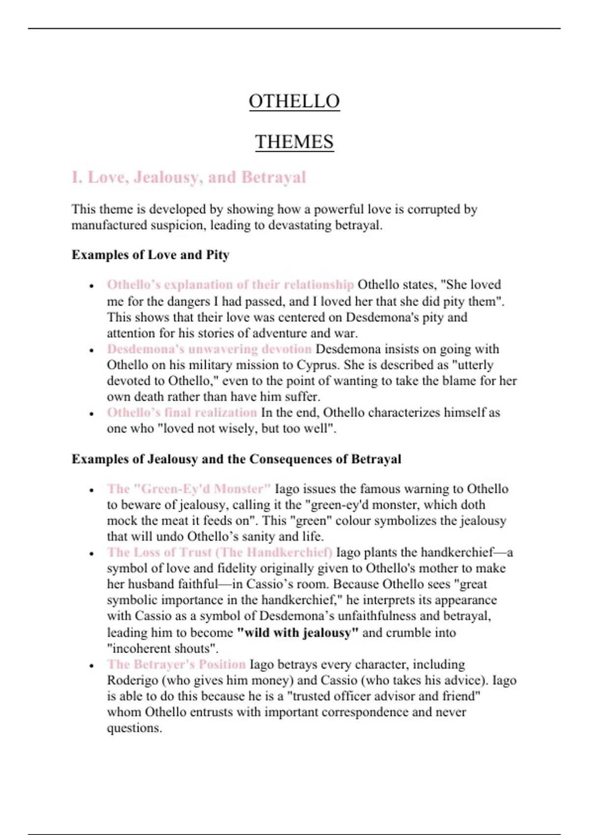 Summary IEB English Home Language Othello Shakespeare Notes - English ...