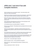 APES Unit 7 and Unit 8 Test with Complete Solutions