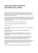 APES UNIT ONE EXAM WITH ACCURATE SOLUTION