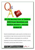 ATI PN Nursing Care of Children &lpar;PN-NURS-CHILD&rpar; &ndash; 18 Exam Questions on Pediatric Disorders&comma; Asthma&comma; Cystic Fibrosis & Nephrotic Syndrome