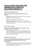 RULES & REGS QUESTIONS AND ANSWERS WITH COMPLETE SOLUTIONS &lpar;GRADED A&plus;&rpar;