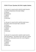 NURS 257 Exam 2 Questions 3&4 With Complete Solutions