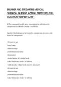 BRUNNER AND SUDDARTHS MEDICAL SURGICAL NURSING ACTUAL PAPER 2026 FULL SOLUTION VERIFIED SCRIPT