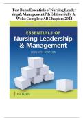 Test Bank For Essentials of Nursing Leadership and Management 7th Edition by Sally A&period; Weiss ISBN 9780803669536 Chapter 1-16 &vert; Complete Guide