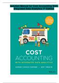 Solution Manual for Cost Accounting With Integrated Data Analytics 1st Edition