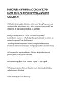 PRINCIPLES OF PHARMACOLOGY EXAM PAPER 2026 QUESTIONS WITH ANSWERS GRADED A&plus;