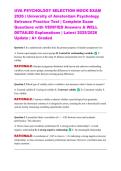 UVA PSYCHOLOGY SELECTION MOCK EXAM 2026 &vert; University of Amsterdam Psychology Entrance Practice Test &vert; Complete Exam Questions with VERIFIED Answers & WELL DETAILED Explanations &vert; Latest 2026 Update &vert; A&plus; Graded