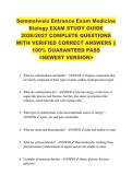 Semmelweis Entrance Exam Medicine  Biology EXAM STUDY GUIDE  2026&sol;2027 COMPLETE QUESTIONS  WITH VERIFIED CORRECT ANSWERS &vert;&vert;  100&percnt; GUARANTEED PASS  <NEWEST VERSION> 