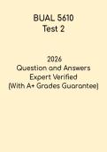 BUAL 5610 Test 2 Study Guide &vert; Business Analytics 2026